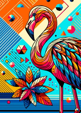 Geometric Flamingo Art wpap pop art