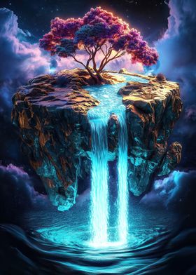 Floating Island Waterfall