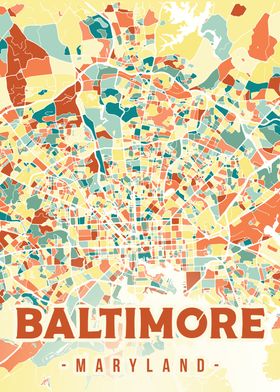 Colorful Baltimore City Map