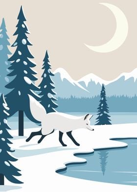 Arctic Fox Winter Landscape