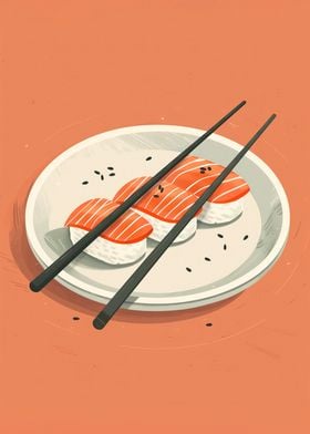 Salmon Sushi Illustration