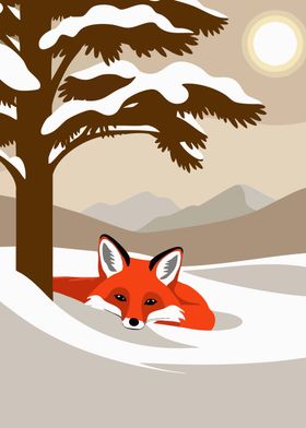 Sunlit Winter Fox