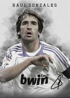 Raul Gonzalez Real Madrid Watercolor