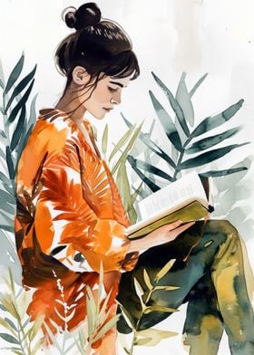 Woman Reading in Nature