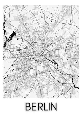 Black and White Berlin City Map