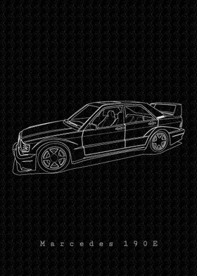 Mercedes 190E Line Art