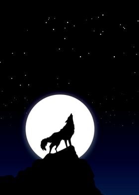 Wolf Howling at the Moon