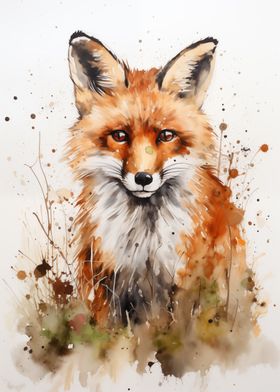 Watercolor Fox Portrait