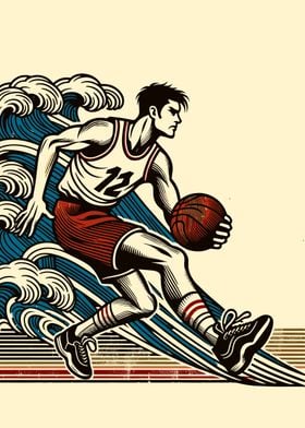 Basketball Player with Waves