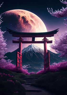 Japanese Moonlit Gate