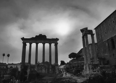 Roman Ruins in Black and White