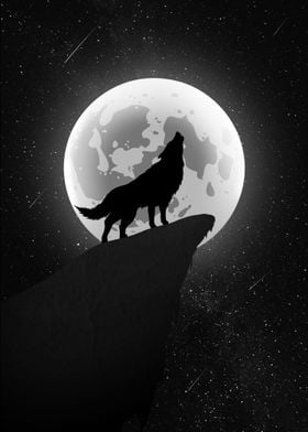 Wolf Howling at the Moon