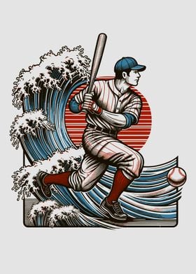 Baseball Wave Ukiyo-e