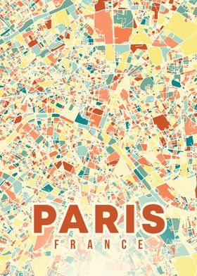 Colorful Paris City Map