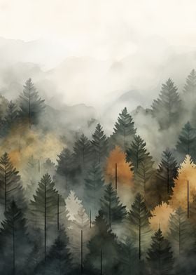 Misty Forest Nature art