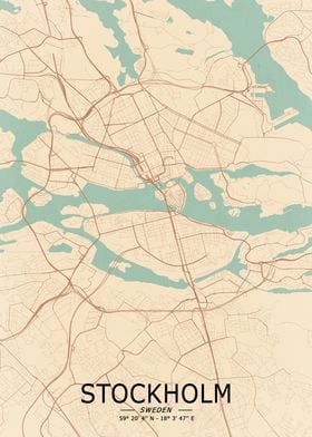 Stockholm Vintage Map