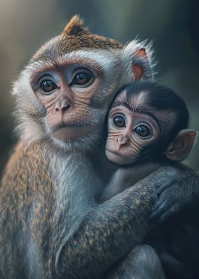 Mother Monkey Holding Baby