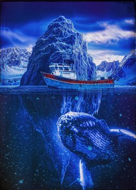 Whale Beneath Iceberg