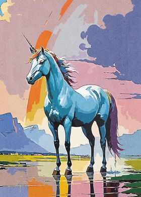 Unicorn in a Dreamy Landscape