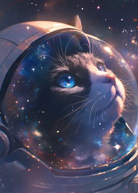 Cat Astronaut in Space