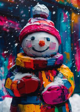 Colorful Snowman Painting