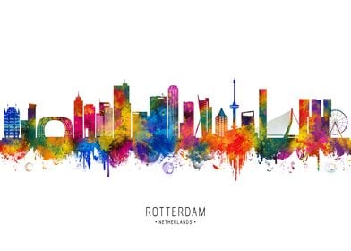 Rotterdam Skyline Watercolor