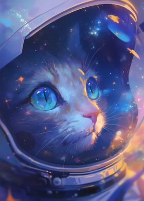 Cat Astronaut in Space