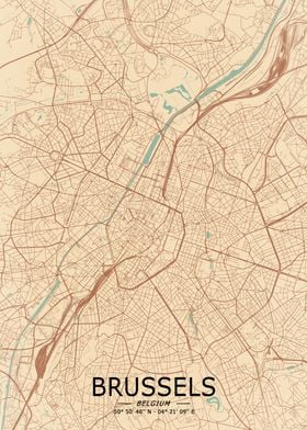 Brussels Vintage Map