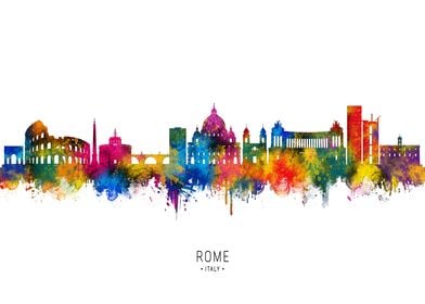 Rome Skyline Watercolor