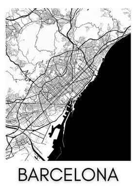 Black &amp; White Barcelona City Map