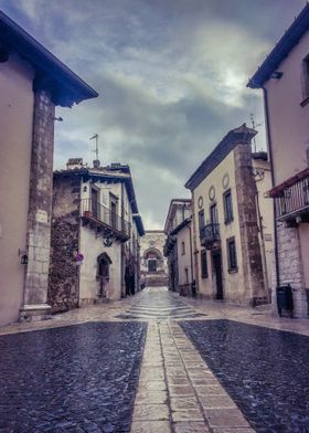 Cobblestone Street in Pescocostanzo Italy