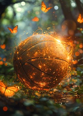 Fiery Basketball in Nature