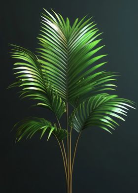 Palm Leaf on Black Background