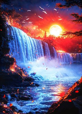 Waterfall Sunset