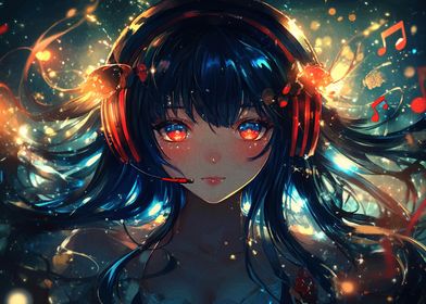 Anime Girl with Headphones