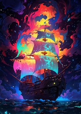 Rainbow Sail Ship