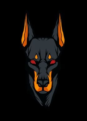 Doberman with Fiery Eyes