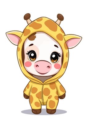 Cute Cow in Giraffe Costume