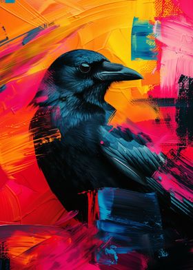 Crow in Abstract Art