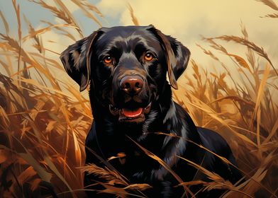 Chocolate Labrador in Tall Grass