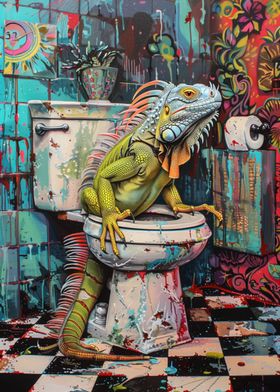 Iguana on Toilet