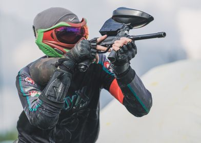 Paintball Player Aiming