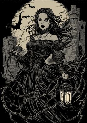 Gothic Lady with Lantern