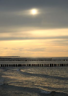 Sunset Seawall at the Baltic Sea