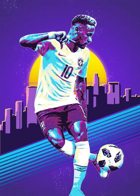 Neymar Jr. Retro Soccer Art