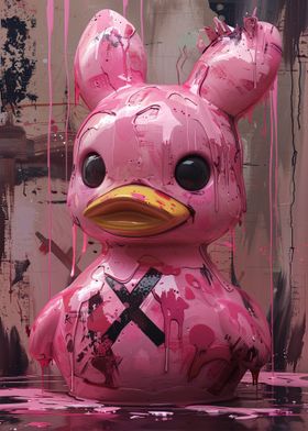 Pink Rubber Duck with X