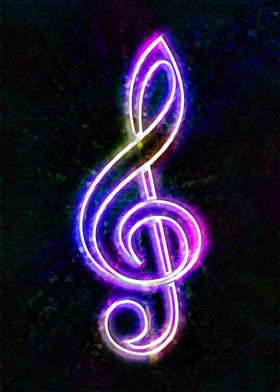 Neon Treble Clef