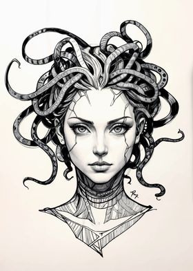 Medusa Portrait Sketch