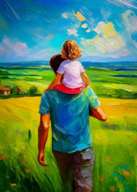 Father and Daughter in Field