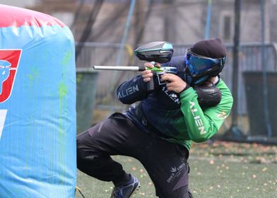 Paintball Player in Action